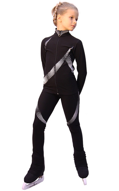 IceDress Figure Skating Outfit - Thermal - Cascade (Black with White thermo-applications)