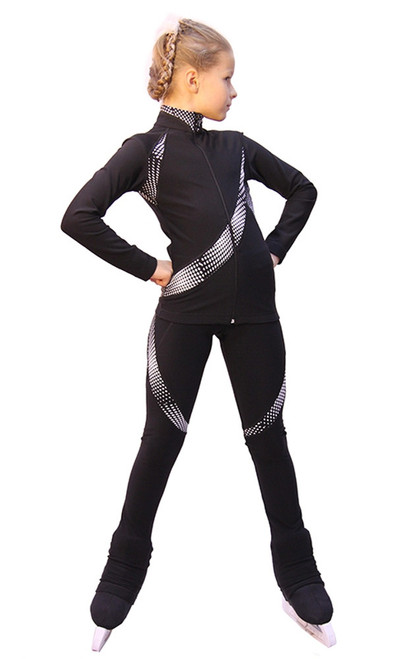 IceDress Figure Skating Outfit - Thermal - Cascade (Black with White thermo-applications)