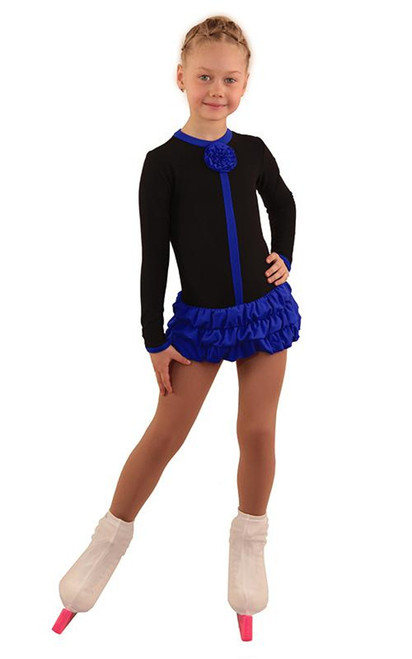 IceDress Figure Skating Dress - Thermal - Buff (Black with Cornflower)