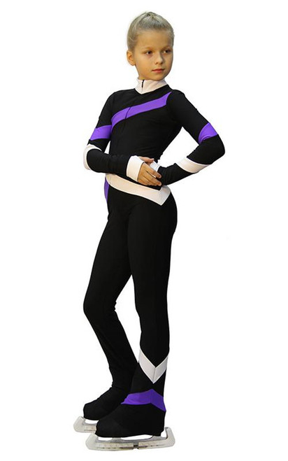 IceDress - Figure Skating Training Overalls  - Quad (Black, Purple and White)