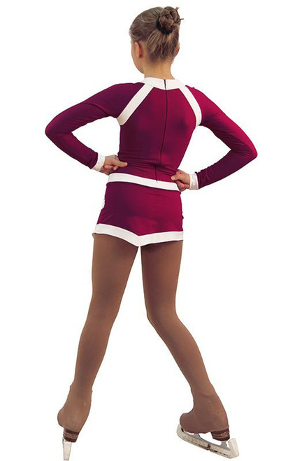 IceDress Figure Skating Dress - Thermal - IceSports ( Bordeaux and White) 3rd view