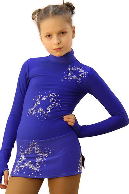 IceDress Figure Skating Dress - Thermal - Super Star (Cornflower Blue with Rhinestones) 2nd view