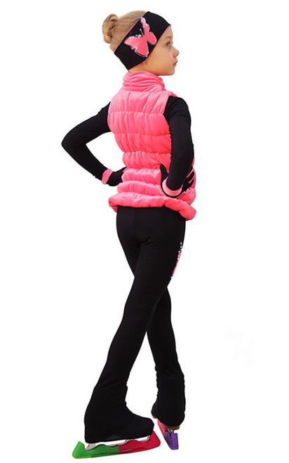 IceDress Figure Skating Outfit - Thermal - Velvet Butterfly with Vest (Coral) 2nd view