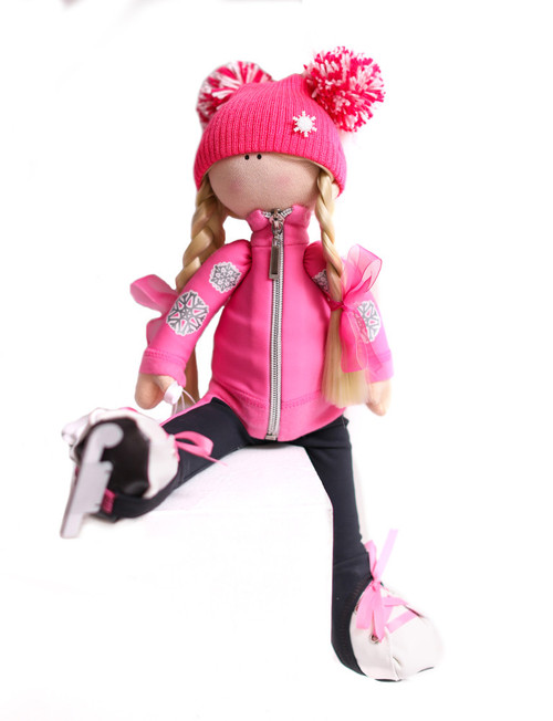 Tilda Doll by IceDress- Figure Skater - Snowflake (Pink, Coral)