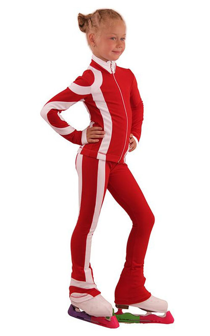 IceDress Figure Skating Outfit - Thermal - Cross-Roll (Red with White) 2nd view