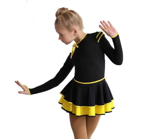 IceDress Figure Skating Dress - Thermal - Duet (Black with Yellow)