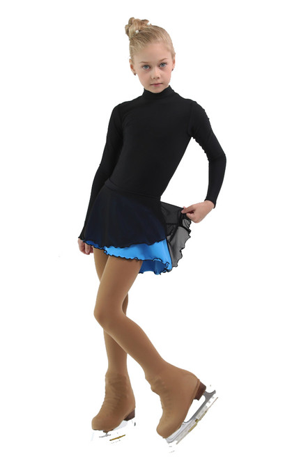 IceDress - Figure Skating Skirts - Harmony (Black with Blue )