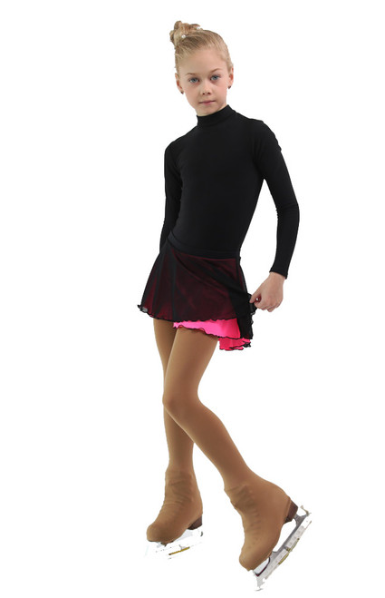 IceDress - Figure Skating Skirts - Harmony (Black with Hot Pink )
