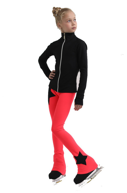 IceDress Figure Skating Outfit - Thermal - Disco Dance (Black with Hot Coral)