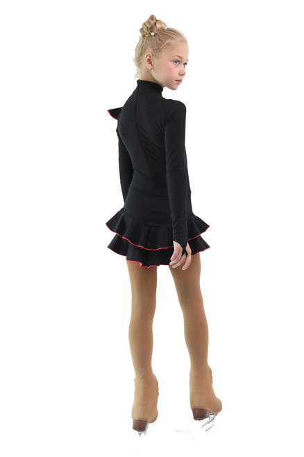 IceDress Figure Skating Dress - Thermal - Flamenco (Black with Hot Coral)