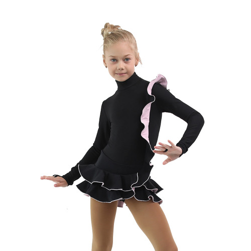 IceDress Figure Skating Dress - Thermal - Flamenco (Black with Light Pink)
