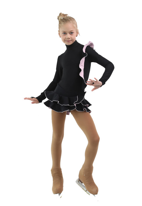 IceDress Figure Skating Dress - Thermal - Flamenco (Black with Light Pink)