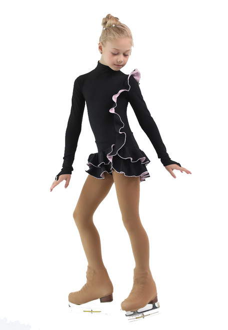 IceDress Figure Skating Dress - Thermal - Flamenco (Black with Light Pink)