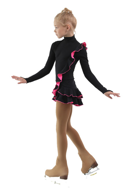 IceDress Figure Skating Dress - Thermal - Flamenco (Black with Hot Pink)