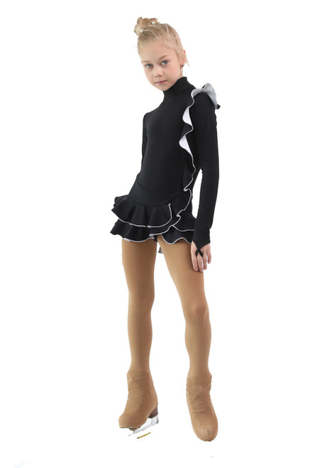 IceDress Figure Skating Dress - Thermal - Flamenco (Black with White)
