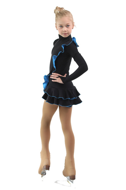 IceDress Figure Skating Dress - Thermal - Flamenco (Black with Blue)