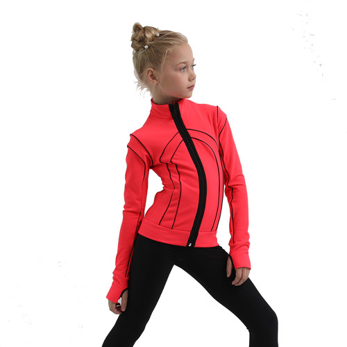 IceDress Figure Skating Jacket - Thermal - Kant (Hot Coral with Black)