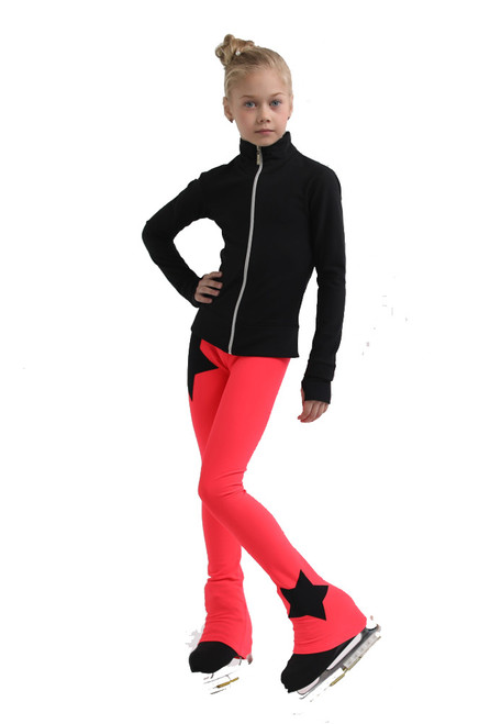 IceDress Figure Skating Pants - Thermal - Disco Dance (Black with Hot Coral)