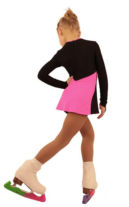 IceDress Figure Skating Dress - Thermal - Velvet (Black with Hot Pink ) 3rd view
