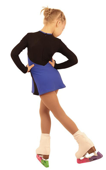 IceDress Figure Skating Dress - Thermal - Velvet (Black with Cornflower) 3rd view