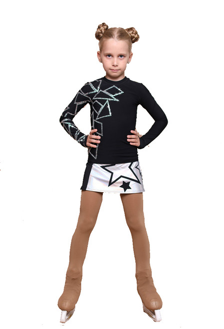 IceDress Figure Skating Outfit - Thermal - Rock Star (Black with Silver and Rhinestones)