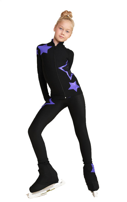 IceDress Figure Skating Outfit - Thermal - Star Sky  (Black with Purple)