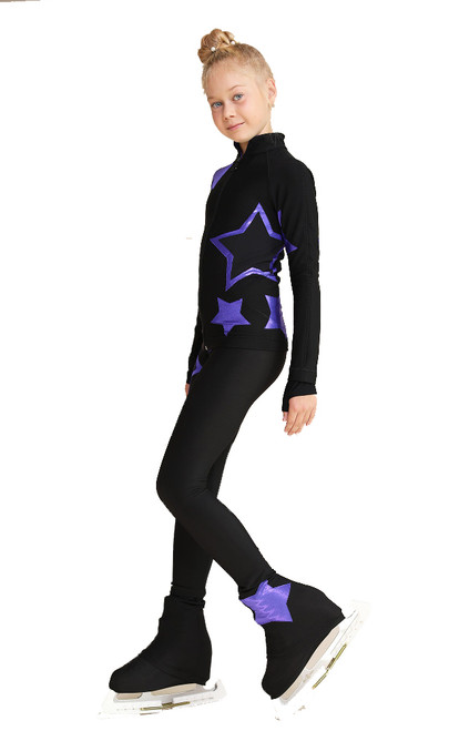 IceDress Figure Skating Outfit - Thermal - Star Sky  (Black with Purple)