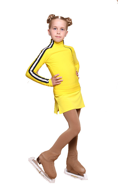 IceDress Figure Skating Outfit with Skirt - Thermal - Olympus (Yellow with Black lamps)