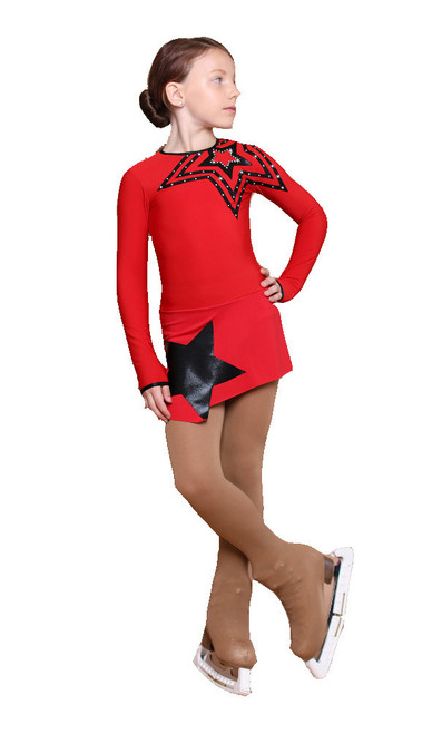 IceDress Figure Skating Dress - Thermal - Constellation (Red with Black)