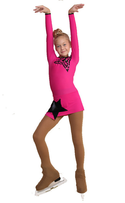 IceDress Figure Skating Dress - Thermal - Constellation (Fuchsia with Black)