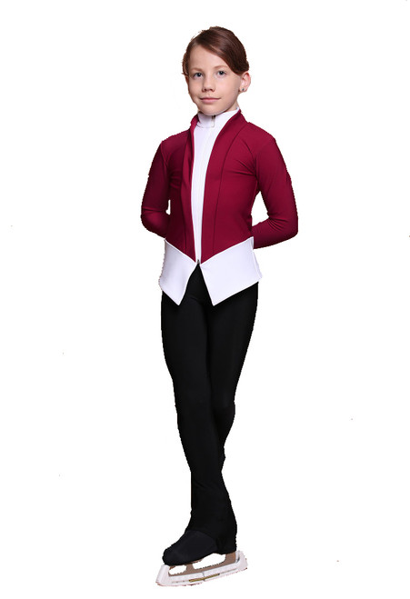 IceDress Figure Skating Jacket - Thermal - Benefit (Marsala with White and Black)
