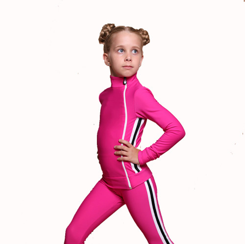 IceDress Figure Skating Jacket - Thermal - Olympus (Fuchsia with White lamps)