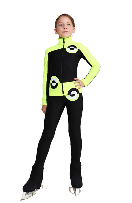 IceDress Figure Skating Pants - Thermal - Bubble Gum (Black, Fluorescent  Lime)