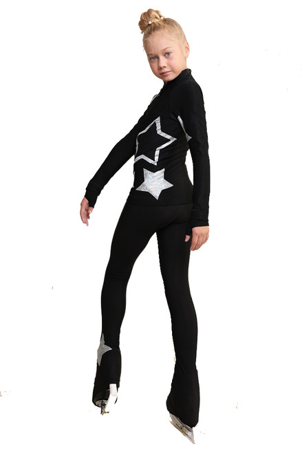 IceDress Figure Skating Pants - Thermal - Star Sky  (Black with Silver)
