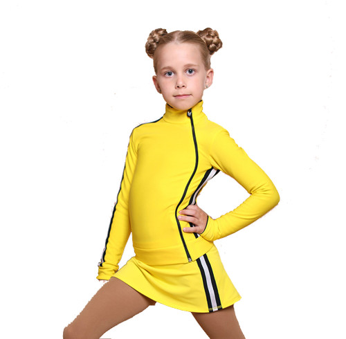 IceDress Figure Skating Outfit with Skirt - Thermal - Olympus (Yellow with Black lamps)