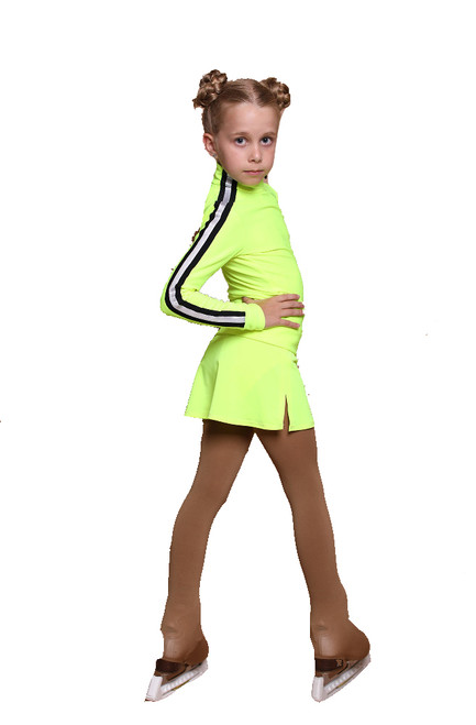 IceDress Figure Skating Outfit with Skirt - Thermal - Olympus (Lime with Black lamps)