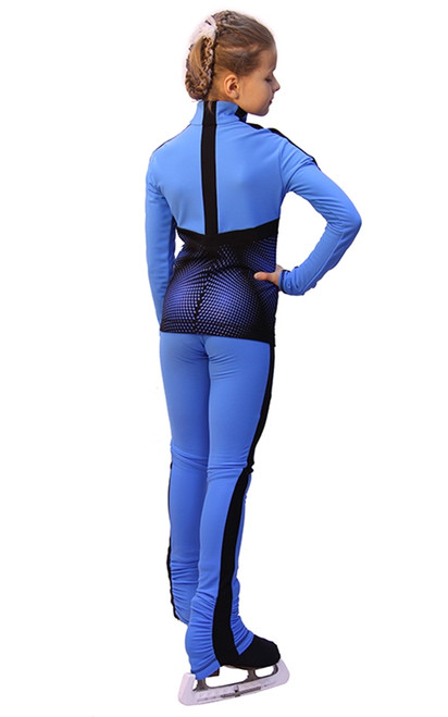 IceDress Figure Skating Outfit - Thermal - Jump (Blue with Black stripes)