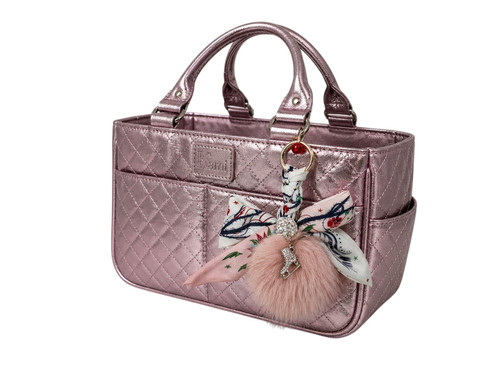 Kami-So Ice Skating Rink Tote -  (Metal Rose) with Bow Keychain  (Pink)