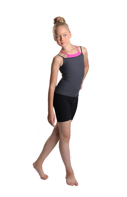 IceDress - Two-color Figure Skating Cami Top (Grey and Pink)