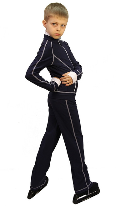 IceDress Figure Skating Jacket - Todes for Boys(Gray with White Line)