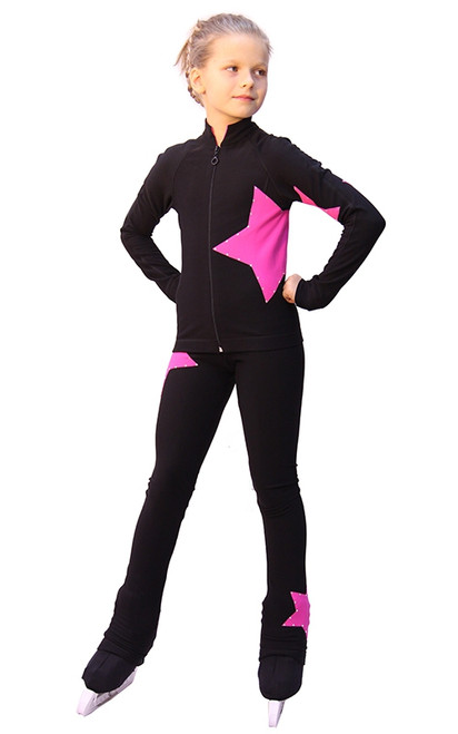 IceDress Figure Skating pants - Star (Black witn Pink)