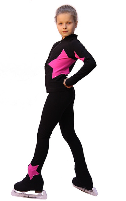 IceDress Figure Skating pants - Star (Black witn Pink)