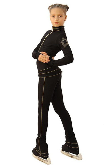 IceDress Figure Skating Outfit - Thermal - Gold Star (Black and Gold) 3rd view