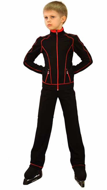 IceDress Figure Skating Jacket - Todes for Boys(Black with Red Line)