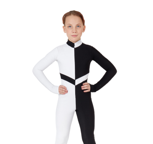 IceDress - Thermal Figure Skating  Overalls - "Limbo" (Black And White, Complete with  Boot Cover)