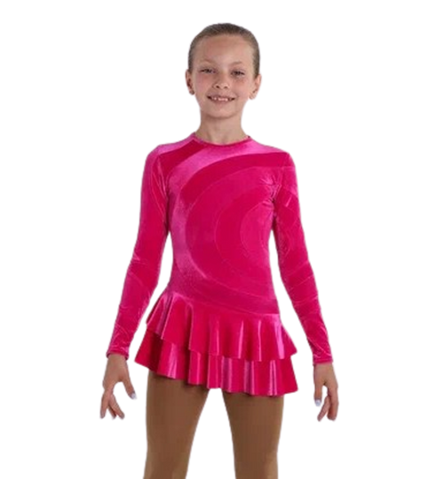 IceDress Figure Skating Dress - Thermal - Serpentine (Hot Pink)