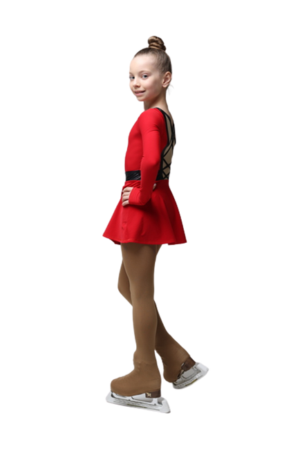 IceDress Figure Skating Dress - Thermal - "Adagio" (Red with Black)