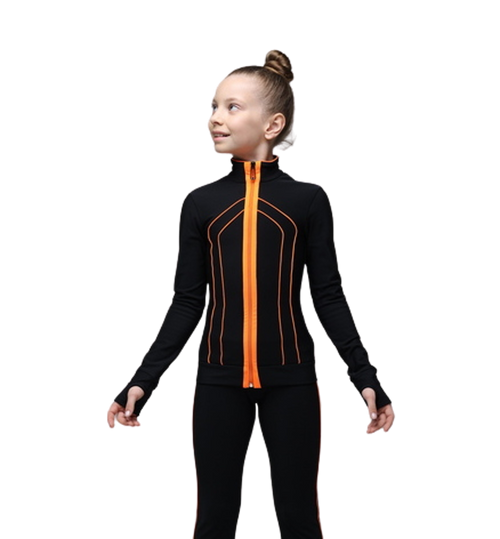 IceDress - Thermal Figure Skating  Outfit - "Kant-2" (Black with Orange)