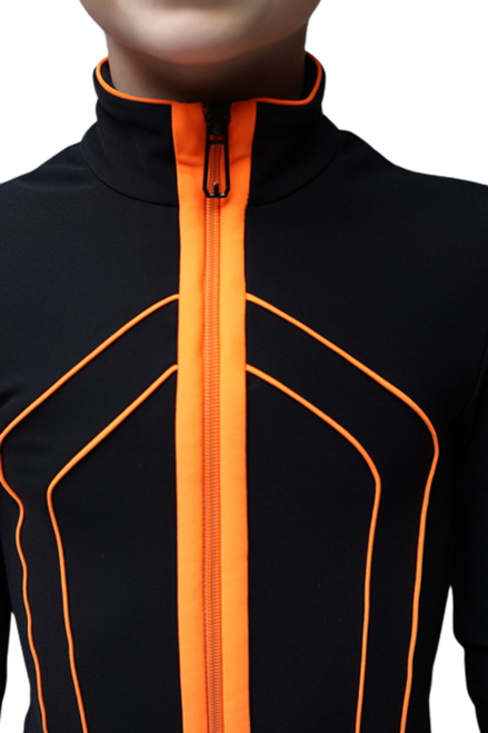 IceDress - Thermal Figure Skating  Outfit - "Kant-2" (Black with Orange)