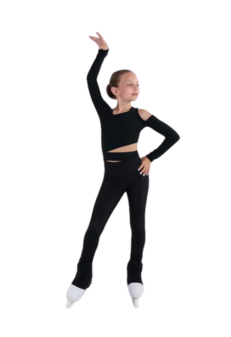 IceDress - Thermal Figure Skating  Outfit - "Temp" (Black with Nude)